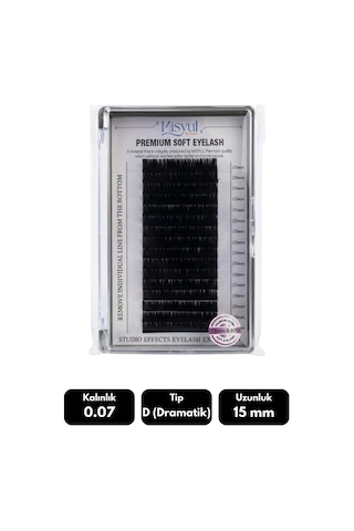Misyul 0.07d Dramatik Kıvrım 15 Mm Soft Eyelash Doğal İpek Kirpik 16'lı