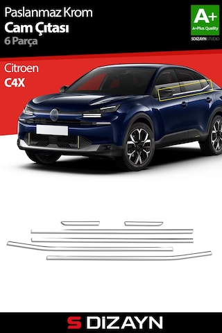 S-dizayn Citroen C4x Krom Cam Çıtası 6 Prç. 2022 Üzeri A+ Kalite