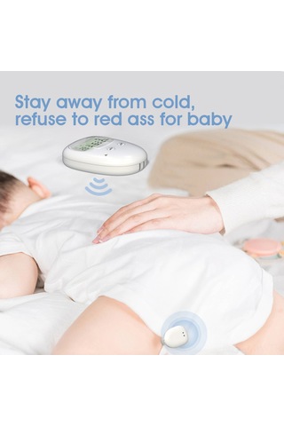 Moveevo Beyaz Bebek Islaklık Alarmı - Ayrık Tip, Titreşim/ses Uyarısı, Sıcaklık Nem Gösterimi, Sayısal Ekran, Dahili Li-pol Batarya