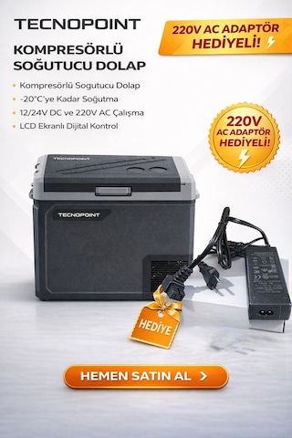 220 Volt Adaptör 40lt Tek Bölmeli Yeni Nesil Araç Oto Buzdolabı Aym Seri