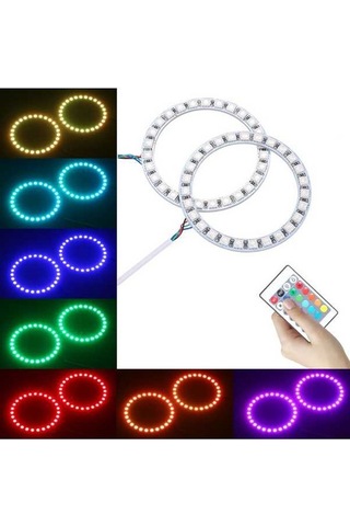 Ebitda 12v 80mm Rgb Led Halka Işık, 16 Renk & 4 Mod, Uzaktan Kumandalı Araç Aydınlatma, Moda Geçişli