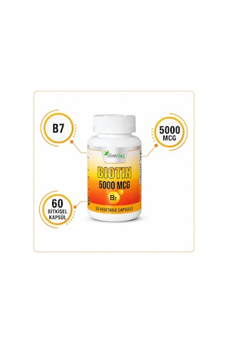 Biotin 5000 Mcg 5 Kutu 300 Bitkisel Kapsül Biotin Takviye Edici Gıda