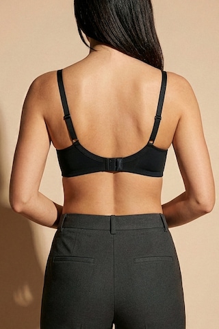Auw Balenli Desteksiz Basic T-shirt Sütyen - Nudefit Siyah