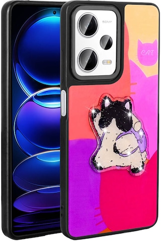 Xiaomi Redmi Note 12 Pro Plus 5g Kılıf Parlayan Kabartmalı İkonik Figürlü Zore Amas Silikon Kapak Mor