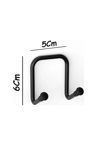 MultiStore Yapışkanlı Çift Kancalı Banyo Mutfak Askısı Metal Askılık Duvar Askı Organizer Siyah
