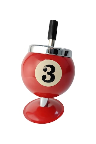 Çelik Kırmızı Bilardo Top Dizayn Kül Tablası Küllük Cin547kr