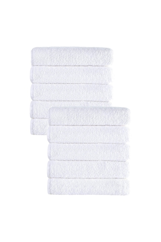 10 Lu El Yüz Otel Havlusu 50x85 Cm Beyaz 16/1 Avs 200 Gr Beyaz