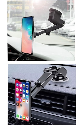 Araç Içi Manyetik Mıknatıslı Uzayabilen Telefon Tutucu Siyah
