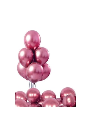 Mucit Home 10 Adet Pembe Krom Balon Seti 12 İnç Parlak Ve Göz Alıcı Parti Balonları