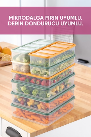 Vinoa 8'li 4x3.5 Litre + 4x1.65 Litre Bpa Free Mikrodalga Ve Difrize Uygun Yıkanabilir Saklama Kabı Çok Renkli
