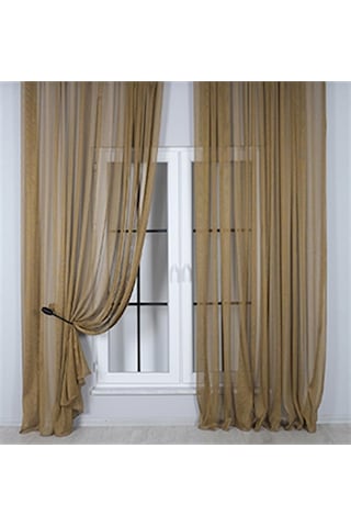 Murcia Dökümlü Tül Perde Pilesiz Altın