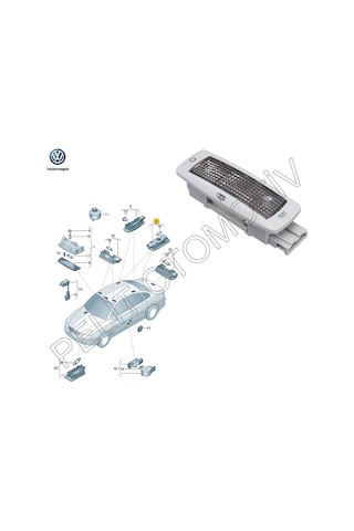 Passat 1997-2005 Arka Tavan Lambası 3b0947291b Y20 Gri
