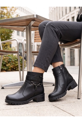 Nesilshoes Nesil Shoes Marr 829 Hakiki Deri İçi Kürklü Kadın Bot Siyah