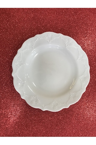 Porland Porselen Queen Beyaz 16 Cm Düz Tatlı Tabak 3 Adet