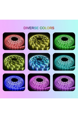 Maiyame Su Geçirmez Rgb Led Şerit Işıklar, 20 Renk Ve Dıy Modları İle Uzaktan Kumandalı Ev Parti Dekorasyonu Diğer