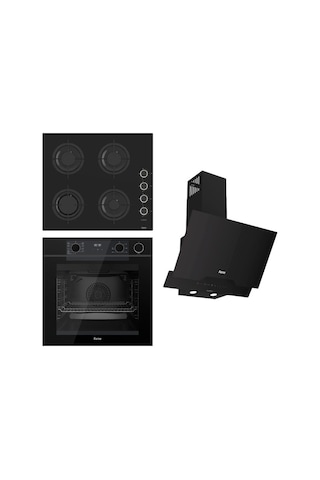Ferre Steamart Fryart Silentart Flameart Serisi CS205-FA + QEP64CS + D063-SA Siyah Ankastre Set