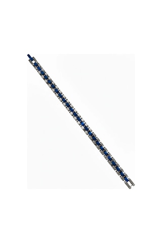 Mepa Rodyum-mavi Çelik Erkek Çelik Bileklik Boy 21.5 Cm / En 0.8 Mm - Ebl0068 Najmaddin Altın