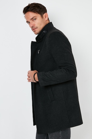 Buratti Slim Fit Düğmeli Dik Yaka Kaşe Erkek Kaban 5840099 Füme
