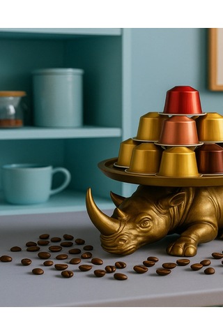 Dekoratif Tasarım Gold Gergedan Sunum Not Pratik Gereç Vegan Üretim 14 X 14 Cm