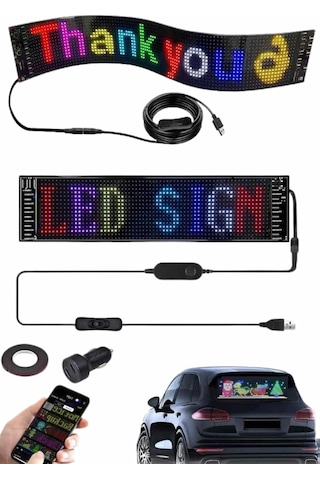 Cama Yapışan En Büyük Boy 16x96 Telefon Kontrollü Led Ekran Digital Araba Yazısı Çok Renkli