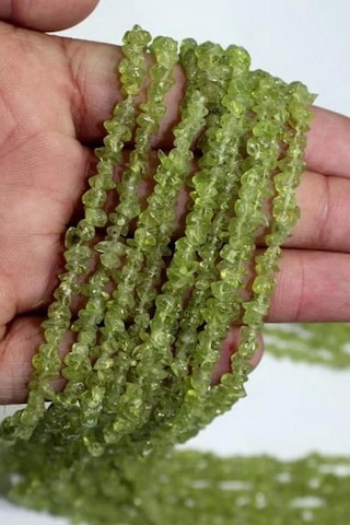 Doğal Peridot Zebercet Kırıktaş Dizi-80 Cm Gümüş