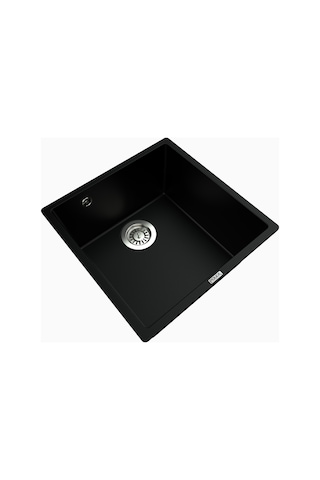 Polex Cristalüx Granit Evye P-X40 Siyah Tezgah Altı Ve Tezgah Üstü Kare Mutfak Evyesi 53.8x44 CM