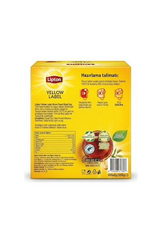 Lipton Yellow Label Siyah Süzen Bardak Poşet Çay 100 x 2 G