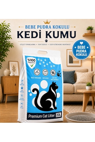 Cat Litter 20 Lt Bebe Pudara Kokulu Kedi Kumu Tozsuz Topaklanan Koku Hapseden Doğal Kedi Kumu