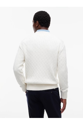 Tommy Hilfiger Erkek Classic Cable Crew Kazak Beyaz