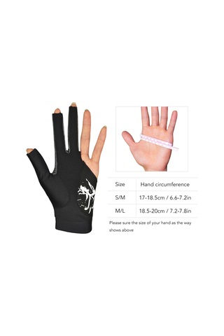 Youtek Sol El İçin Üç Parmak Kesmeli Nefes Alabilir Bilardo Eldiveni - Siyah, S-m Boyut, Esnek Ve Yumuşak