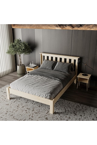 Shark New Ahşap Doğal Karyola Kolay Kurulum-728 Çift Kişilik