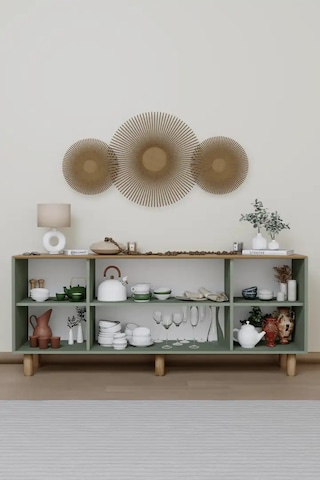 Bohem Serisi Natura Pvc Hasır Desen Yeşil Konsol Yeşil