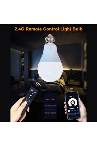 Fosenze 9w Akıllı Led Ampul, E26 Uç, Uzaktan Kumanda İle Çift Renkli, Sürekli Işık Ayarı Ve Renk Değiştirme Özelliği