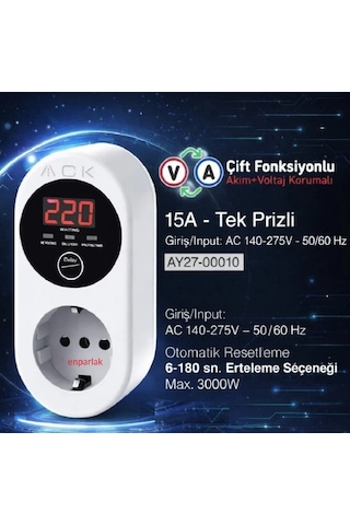 Ack Voltaj Korumalı Priz 16a Ay27-00010 Yok