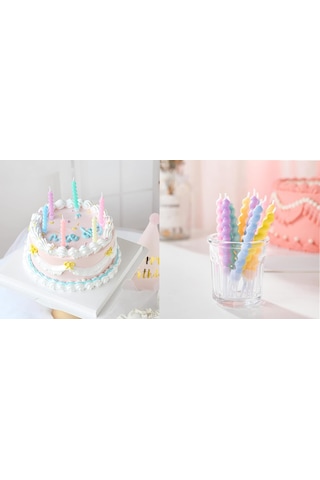 Makaron Renkli Spiral Mum 12 Cm 6 Adet