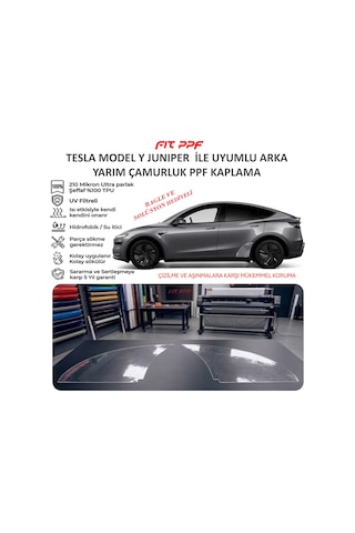 Tesla Model Y 2025 İle Uyumlu Hazır Kesim Yarım Çamurluk Kaplamal