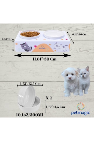 Petmagic Akrilik Pleksi Evcil Hayvan Renkli Seramik Kaseli Kedi Köpek Mama Su Kabı Kedi