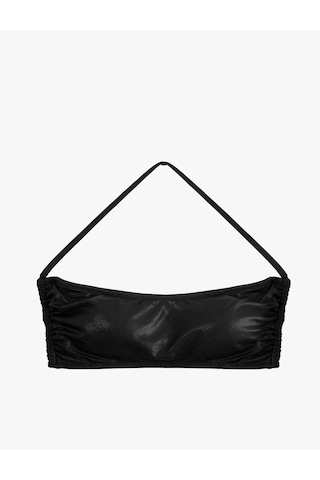 Koton Varak Baskılı Parlak Büzgülü Straplez Bikini Üstü Siyah 6sak10152mm