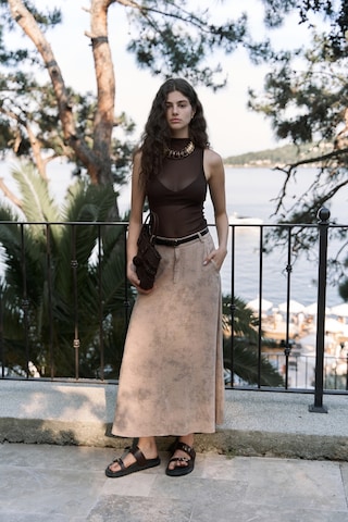 Garias Cepli Uzun Batik Desenli Vizon Etek Vizon