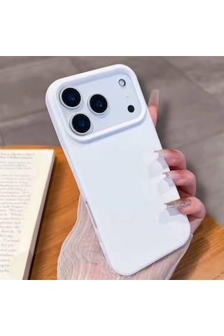 Apple Uyumlu iPhone 17 Pro Kılıf Kamera Çıkıntılı Yumuşak Silikon İçi Kadife Lansman Kapak . Beyaz