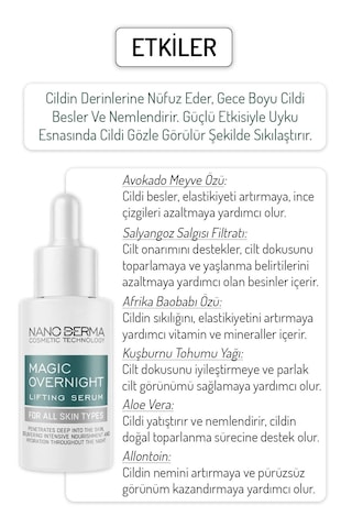 Nanoderma Gece Boyu Etkili Lifting Serumu Cilt Germe Sıkılaştırıc