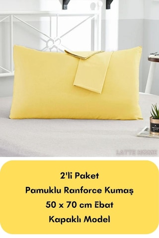 Sarı Renkli Ranforce Pamuklu Kumaş Kapaklı Yastık Kılıfı 2'li Pak