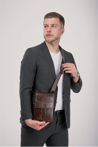Ççs 31618 Hakiki Deri Askılı Çanta Kahve