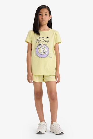 Defacto Kız Çocuk Pijama Takımı Baskılı Kısa Kollu Üst Beli Lastikli Şort E0666a825hsyl282 Sarı