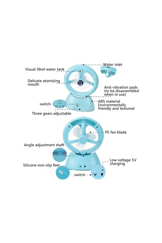 Soulader Taşınabilir Mini Usb Şarjlı Masaüstü Sprey Fanı - Sessiz Çalışma, Hafif Ve Pratik, Ofis Ve Yurt İçin Ideal, Serinletici Hava Akımı