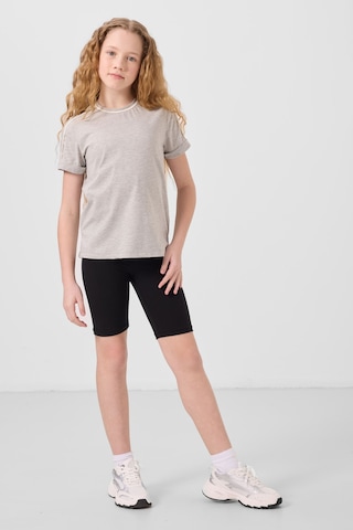 Gri Melanj Pamuklu O Yaka Standart Fit Basic Kız Çocuk T-shirt - 75177 Gri Melanj
