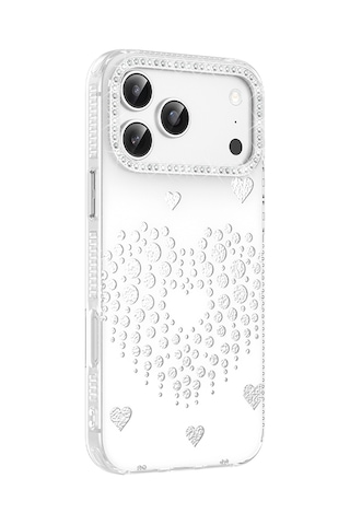 Maks Technology Apple Uyumlu iPhone 18 Pro Max Kılıf Damla Taşlı Mkst Rivas Sert Pc Kapak - Beyaz