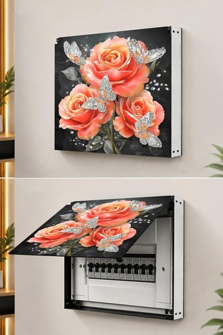 Tr Dekoratif Sigorta Kutusu Kapağı 39x32 Cm Açılır Kapaklı Elektrik Panosu Gizleme Paneli Ss024