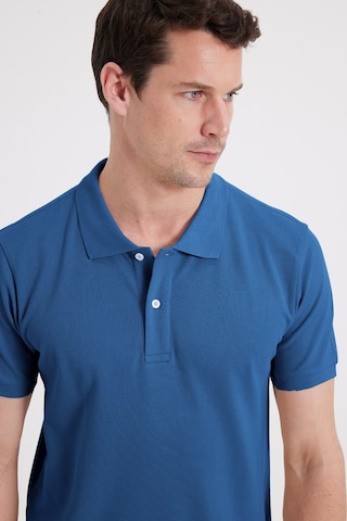 Tudors Erkek Slim Fit Dar Kesim %100 Pamuk Kısa Kollu Polo Yaka Mavi Tişört-50256
