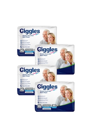 Giggles Belbantlı Yetişkin Hasta Bezi Extra Large Xl 30 Lu X 4 Adet Giggles Belbantlı Yetişkin Hasta Bezi Extra Large Xl 30 Lu X 4 Adet